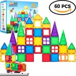 Magnetic Building Blocks 60 Piece Set Strongest Shape Tiles Toy Building Sets Magnets for Kids Suitable for Three Year Olds and Up 3D & 2D Logical Reasoning Game Educational Children's Block Toy  B075FQSMRN